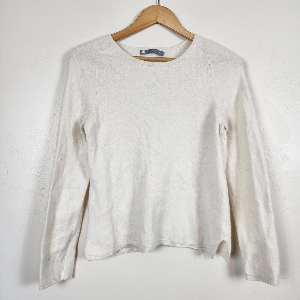 In Cashmere 100% Cashmere Sweater Large Ivory White Crew Neck Pullover Knit L